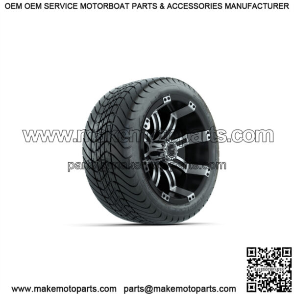 Set of 4 12" Tempest Black/Machined Golf Cart Wheels & 215/35-12 (18") Tires - Image 3