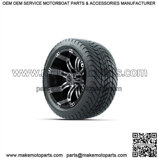 Set of 4 12" Tempest Black/Machined Golf Cart Wheels & 215/35-12 (18") Tires - Image 4