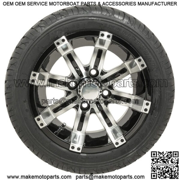 Set of 4 12" Tempest Black/Machined Golf Cart Wheels & 205/30-12 (18") Tires - Image 2