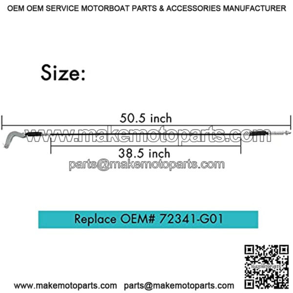 Golf Cart Forward & Reverse Transmission Shift Cable Assembly for EZGO TXT ST350 / ST480 Workhorse 1996-2001, 50.5" Long, OEM# 72341-G01 (Updated Version with Correct Length) - Image 2