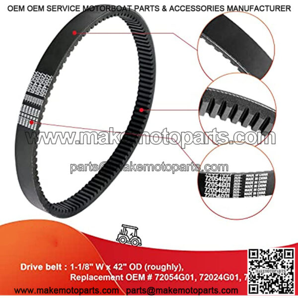 EZGO TXT/Medalist Clutch Drive Belt & Starter Generator Belt Kits for 4 Cycle Gas 350cc/295cc 1994-up Golf Cart Models OEM #72054G01,72024G01,72025G01,26414G01,630587 - Image 3