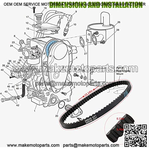 EZGO Timing Belt Gas Golf Cart 1991-up 295cc & 350cc 4 Cycle Engine 26626-G01 - Image 3