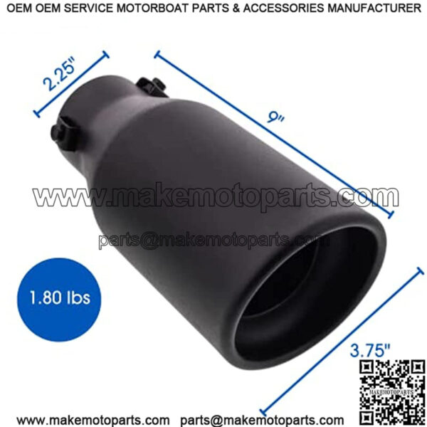 EX-1012B Performance Bolt-On Resonated Muffler Slant Tip with Clamps and Adapters for Fitment on Most Cars, Sedans, and Trucks - Matte Black Powdercoat - Image 3