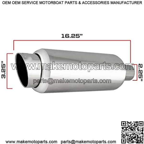 EX-5016 Performance Bolt-On Resonated Exhaust Muffler with Clamps and Adapters for Universal Fitment on Most Cars, Sedans, and Trucks - Polished Stainless Steel - Image 2