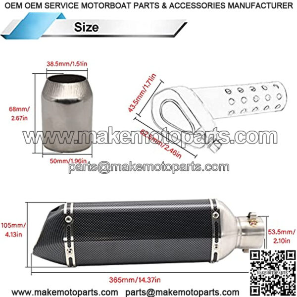 Motorcycle Slip On Exhaust Muffler,1.5-2" Carbon Fiber Unversal Exhaust Slip on Silencers & Mufflers For Dirt Bike Street Bike Scooter ATV Racing Exhaust Pipes - Image 2