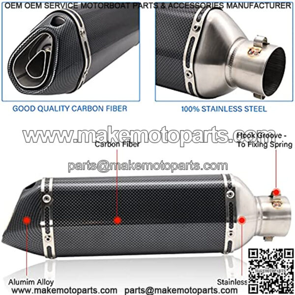 Motorcycle Slip On Exhaust Muffler,1.5-2" Carbon Fiber Unversal Exhaust Slip on Silencers & Mufflers For Dirt Bike Street Bike Scooter ATV Racing Exhaust Pipes - Image 3