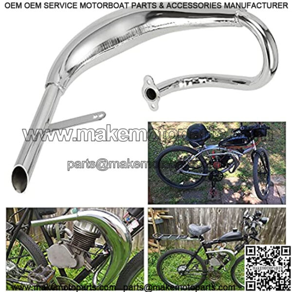 Performance Chrome Exhaust Muffler Expansion Chamber Pipe Silencer Gasket for 2 Stroke 50cc 66cc 80cc 100cc Engine Gas Motorized Bicycle Motor Bike Silver - Image 3
