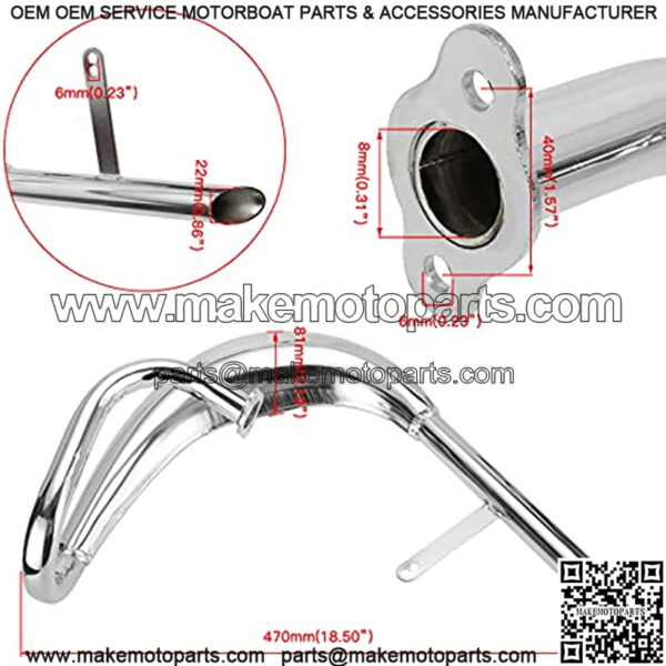 Performance Chrome Exhaust Muffler Expansion Chamber Pipe Silencer Gasket for 2 Stroke 50cc 66cc 80cc 100cc Engine Gas Motorized Bicycle Motor Bike Silver - Image 4