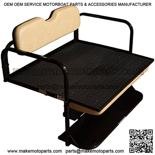 Performance Plus Carts EZGO TXT Golf Cart Rear Flip Folding Back Seat Kit, 1995 and Up - Factory Tan Cushions - Image 3
