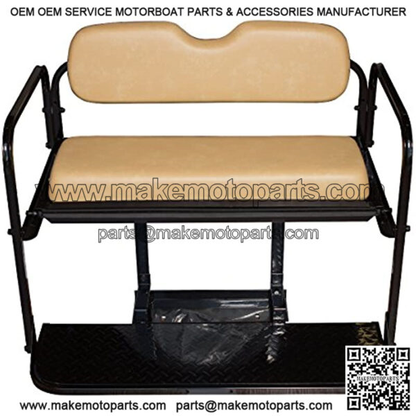 Performance Plus Carts EZGO TXT Golf Cart Rear Flip Folding Back Seat Kit, 1995 and Up - Factory Tan Cushions - Image 4