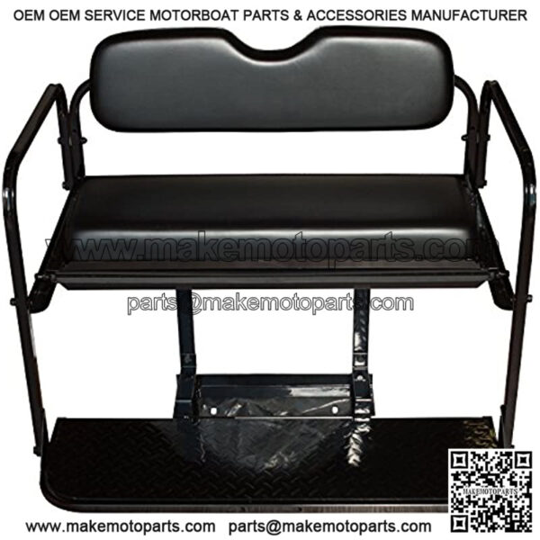 Performance Plus Carts EZGO TXT Golf Cart Flip Folding Rear Back Seat Kit - Black Cushions - Image 2