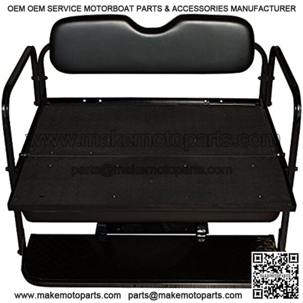 Performance Plus Carts EZGO TXT Golf Cart Flip Folding Rear Back Seat Kit - Black Cushions - Image 3