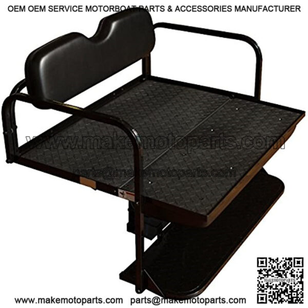 Performance Plus Carts EZGO TXT Golf Cart Flip Folding Rear Back Seat Kit - Black Cushions - Image 4