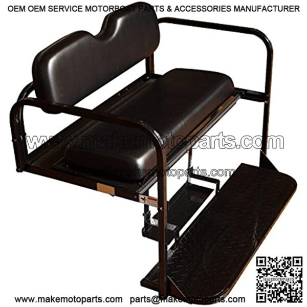Performance Plus Carts EZGO TXT Golf Cart Flip Folding Rear Back Seat Kit - Black Cushions - Image 5