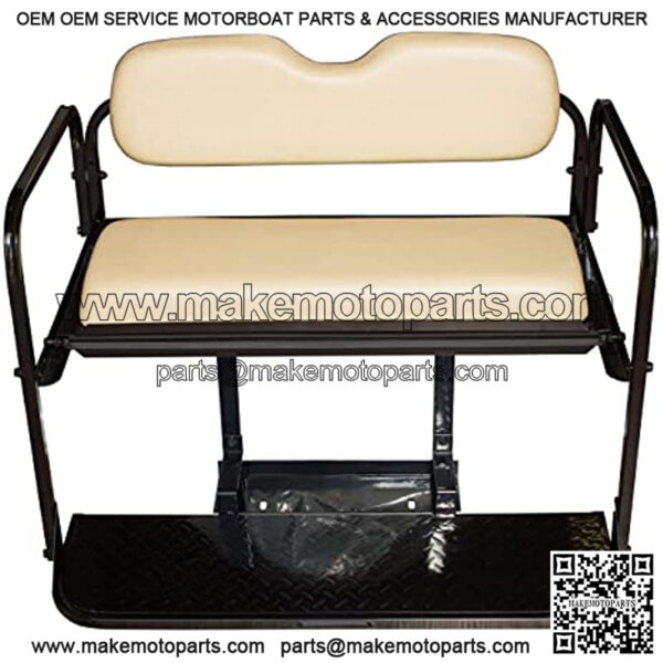 Performance Plus Carts Club Car Precedent Golf Cart Flip Folding Rear Back Seat Kit - Buff Cushions - Image 2