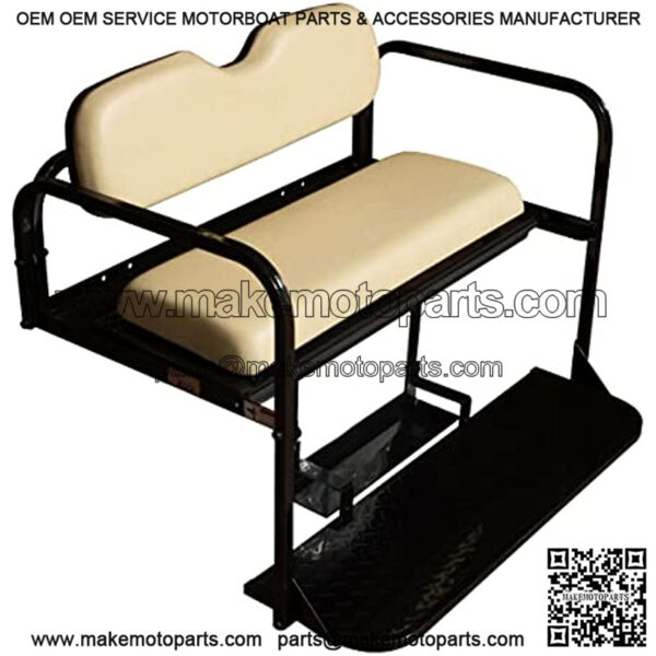 Performance Plus Carts Club Car Precedent Golf Cart Flip Folding Rear Back Seat Kit - Buff Cushions - Image 4