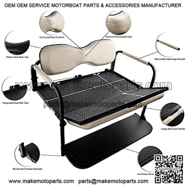MODZ Flip4 EZGO TXT & TXT48 1995+ Golf Cart Rear Seat Kit ?C Tan - Image 3