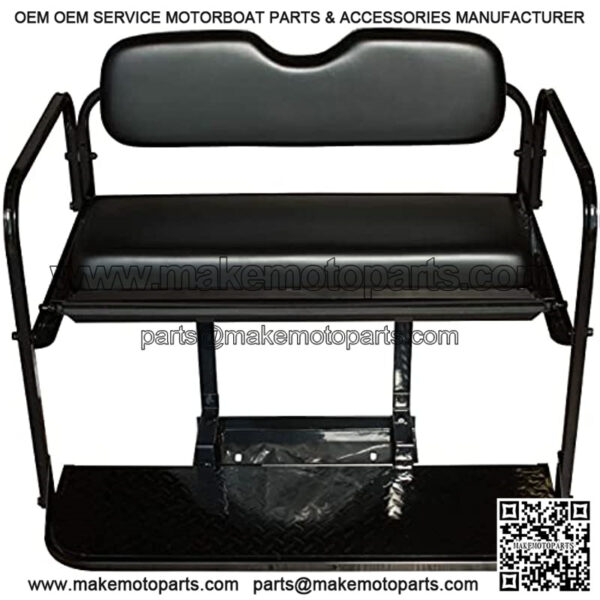 Performance Plus Carts EZGO RXV Golf Cart Flip Folding Rear Back Seat Kit - Black Cushions - Image 2
