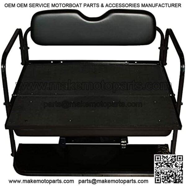 Performance Plus Carts EZGO RXV Golf Cart Flip Folding Rear Back Seat Kit - Black Cushions - Image 3
