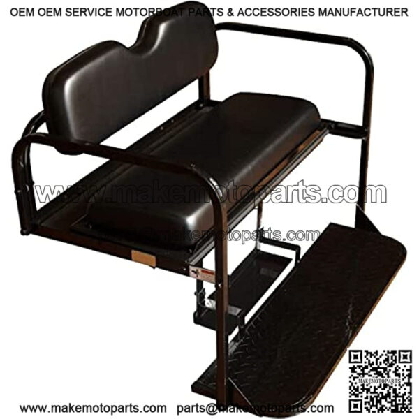 Performance Plus Carts EZGO RXV Golf Cart Flip Folding Rear Back Seat Kit - Black Cushions - Image 4
