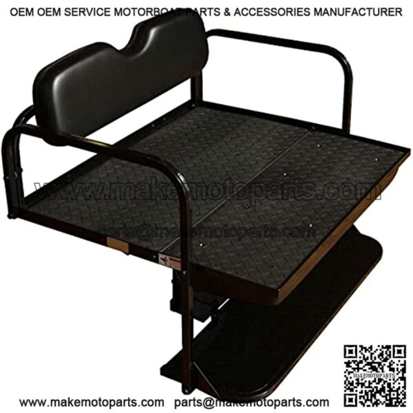Performance Plus Carts EZGO RXV Golf Cart Flip Folding Rear Back Seat Kit - Black Cushions - Image 5