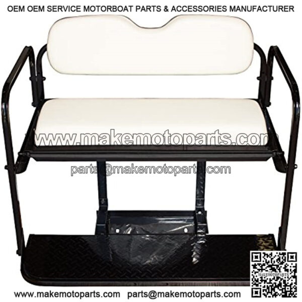 Performance Plus Carts EZGO TXT Golf Cart Flip Folding Rear Back Seat Kit - Oyster White Cushions - Image 2