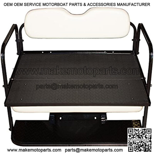 Performance Plus Carts EZGO TXT Golf Cart Flip Folding Rear Back Seat Kit - Oyster White Cushions - Image 3