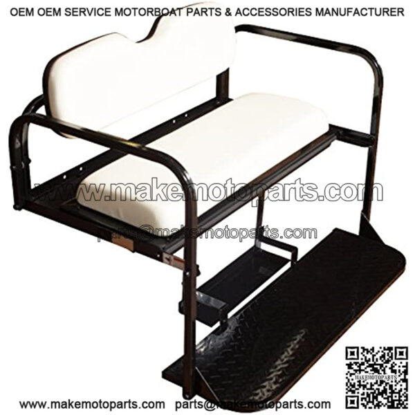 Performance Plus Carts EZGO TXT Golf Cart Flip Folding Rear Back Seat Kit - Oyster White Cushions - Image 4