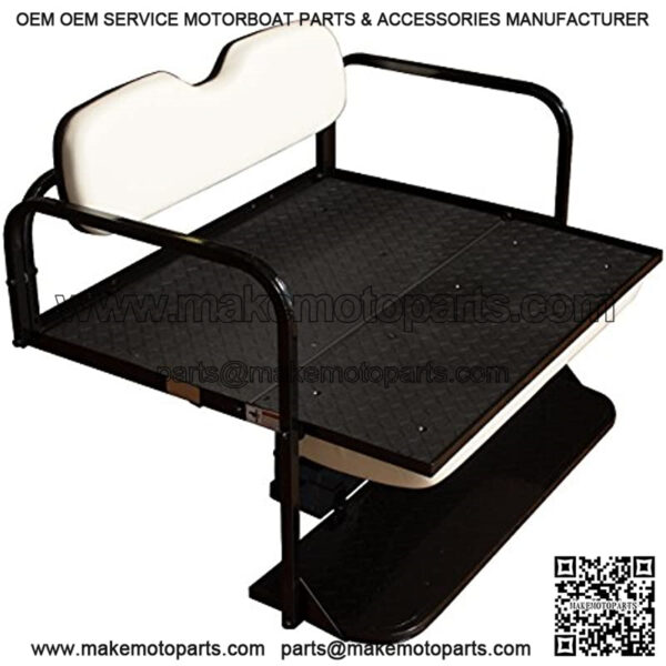 Performance Plus Carts EZGO TXT Golf Cart Flip Folding Rear Back Seat Kit - Oyster White Cushions - Image 5