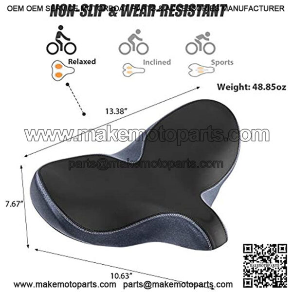 Oversized Comfort Bike Seat Comfortable Replacement Bike Saddle Memory Foam Soft Bike Saddle Waterproof Universal Fit Bicycle Seat for Women Men - Image 2