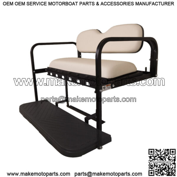 MACH3 Rear Flip Seat for Club Car DS 2000.5 & Up Golf Carts - Off White - Image 2