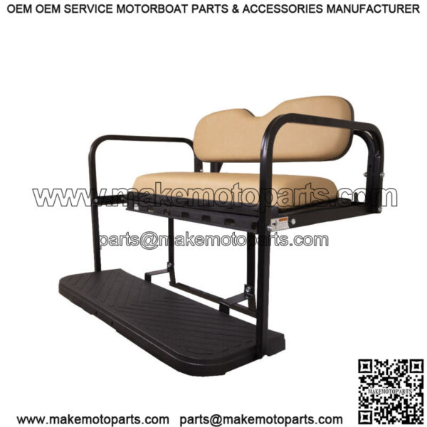MACH3 Rear Flip Seat for EZGO TXT Golf Carts 1994.5 & Up - Tan Cushions - Image 2