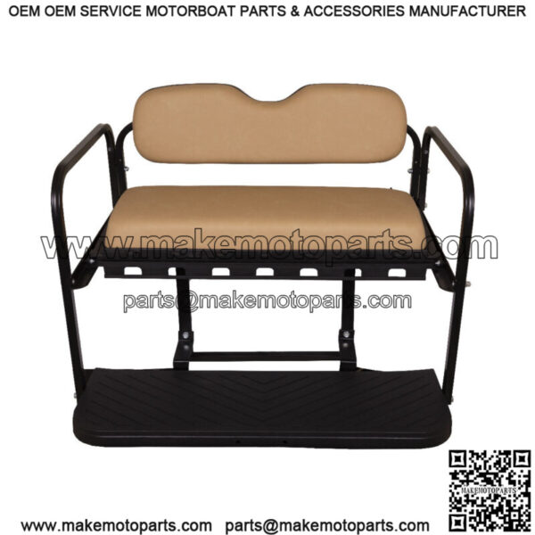 MACH3 Rear Flip Seat for EZGO TXT Golf Carts 1994.5 & Up - Tan Cushions - Image 3