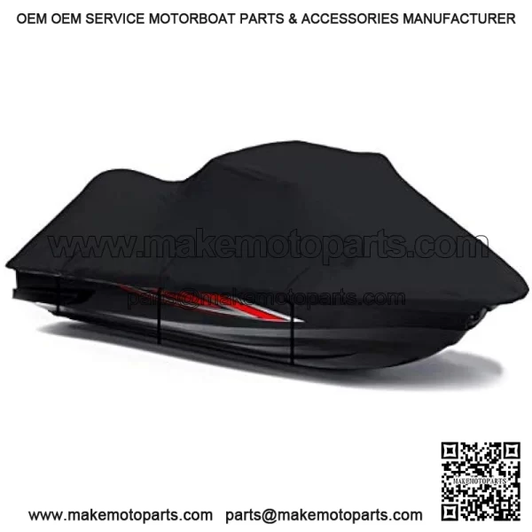 Black 600 Denier Jetski Cover Compatible for Yamaha FZR 2009 2010 2011 2012 2013 2014 2015 2016 Jet Ski PWC Cover - Image 2