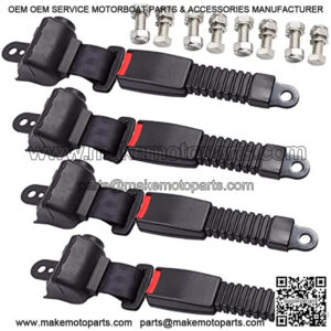 4 PC Retractable Golf Cart Seat Belts Fit for EZGO, Yamaha, Club Car