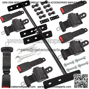 Universal Golf Cart Seat Belts 4 Retractable with Bracket Kit for EZGO TXT, Yamaha, Club Car DS