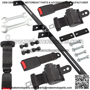 Golf Cart Seat Belts Bracket Kit, 2pcs Universal Retractable Golf Cart Seat Belt Kit Fits Club Car, EZGO, Yamaha