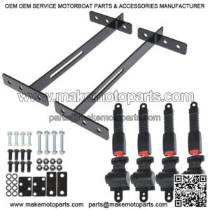 Universal Golf Cart Seat Belts (4) and Bracket Kit for EZGO Yamaha