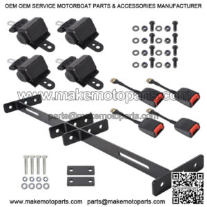 Golf Cart Seat Belts & Bracket Kit for EZGO Yamaha Club Car 4 Pcs Retractable