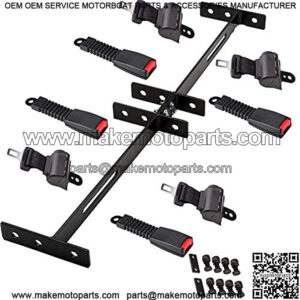 Universal 4 Passenger Retractable Seat Belts and Bracket Kit for Club Car,EZGO Yamaha etc. Golf Cart