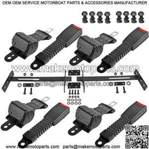 Golf Cart Seat Belt Bracket Kit with 4 Passenger Retractable Seat Belts Safety Belt for EZGO Club Car Yamaha Models - Upgrade Heavy Duty & More Sturdy