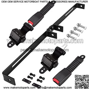 Universal 2 Passenger Retractable Seat Belts and Bracket Kit for Club Car,EZGO Yamaha etc. Golf Cart