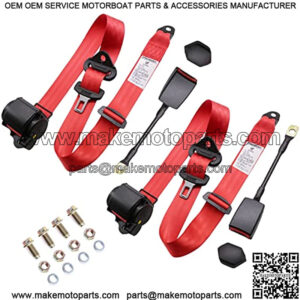 2 Set Universal 3pt Adjustable Retractable Lap Suitable for Modification Belts Kit for Go Kart,Club Golf Cart,Van,UTV,VR, Buggies, Minivan,Pickup and Truck - Red