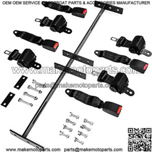 Krator Retractable Universal Golf Cart Seat Bracket and Belts Kit Compatible with Most EZGO, Club Car DS, Yamaha, and Other Golf Cart - 4X Belts