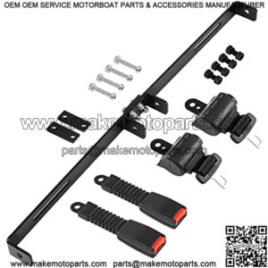 Universal Golf Cart Retractable Belts 2 Sets (42") and Bracket Bar Kit(35" x 6.9") for 2 Passenger EZGO Yamaha Club Car TXT RXV DS Precedent Black