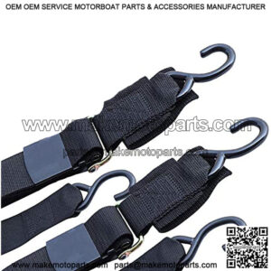Boat Trailer 2 inch Trailer Transom Tie-Down Straps (Black, 2-Piece)
