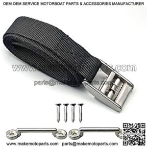 Pool spa Part 56" Battery Tie Down Strap Kit Battery Hold Down Strap with Stainless Steel 316 Buckle, 2 Stainless Steel 316 Eye Strap Mounts, 4 SS Screws