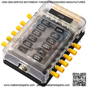 12 Way Fuse Block with Ground Boat Truck RV Camper Solar Car Automotive Fuse Box 12 Volt - 32 VolDistribution Block Red LED Indicator