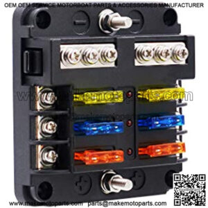 BlueFire 6 Way Blade Fuse Box Fuse Box Holder Standard Circuit Fuse Holder Box Block with LED Light Indication & Protection Cover for Car Boat Marine Trike Car Truck Vehicle SUV Yacht RV