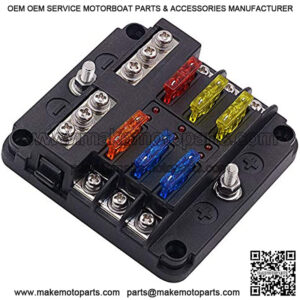 12 Volt Fuse Block, Waterproof Boat Fuse Panel with LED Warning Indicator Damp-Proof Cover - 6 Circuits with Negative Bus Fuse Box for Car Marine RV Truck DC 12-24V, Fuses Included